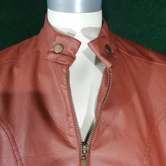 Brown faux leather jacket - Picture 7 of 10